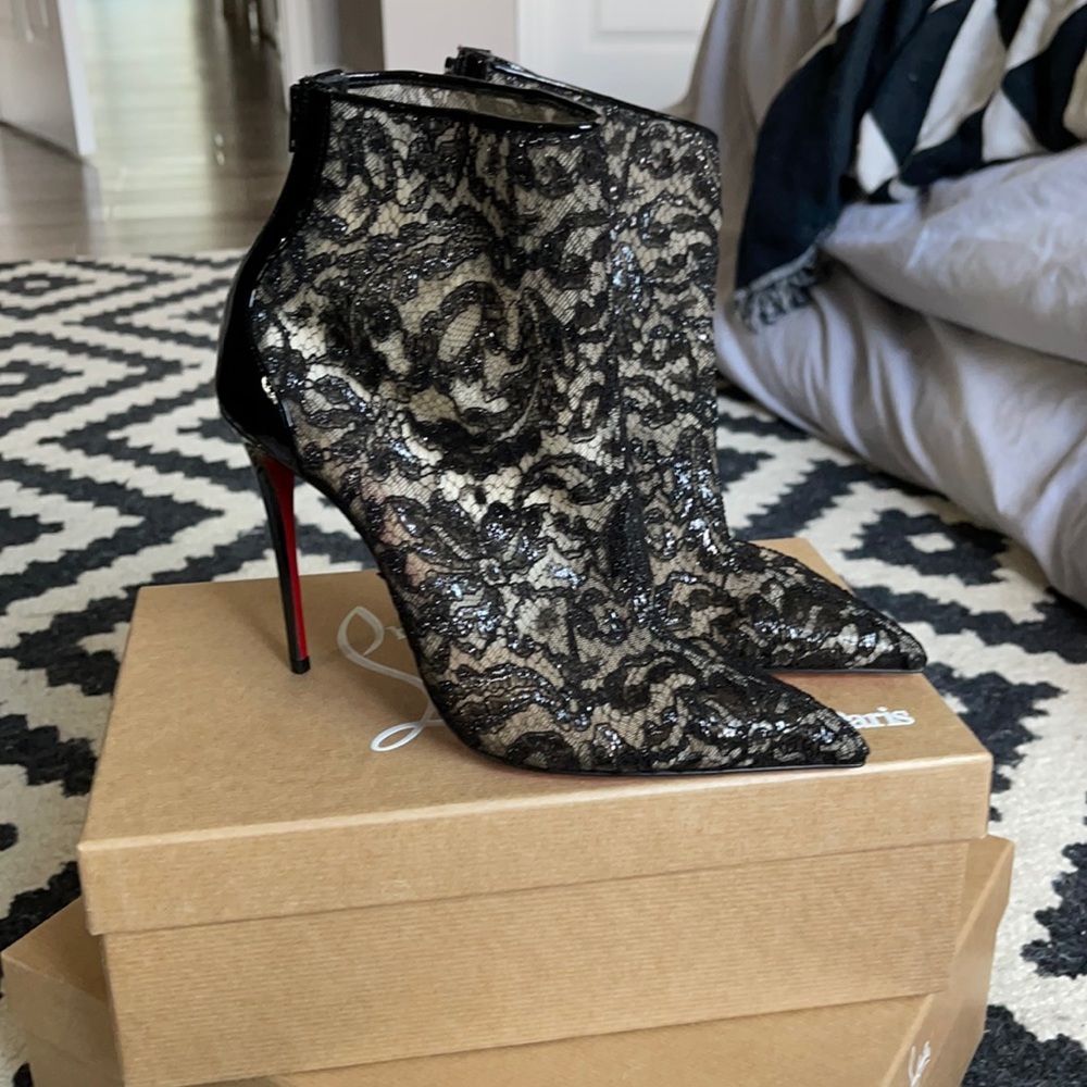 Christian Louboutin Lace Booties - Size 38